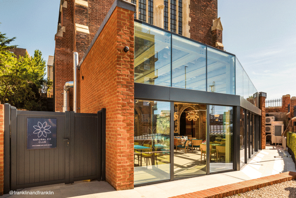 glass extension to church